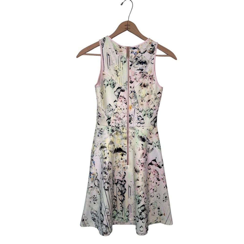 TED BAKER Sapira Synthetic Crystal Droplets Skater Dress Size 0 US 2 - Picture 4 of 13